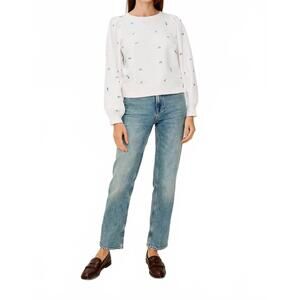 NEW RAILS tiffany sweatshirt with floral embroidery in blue iris